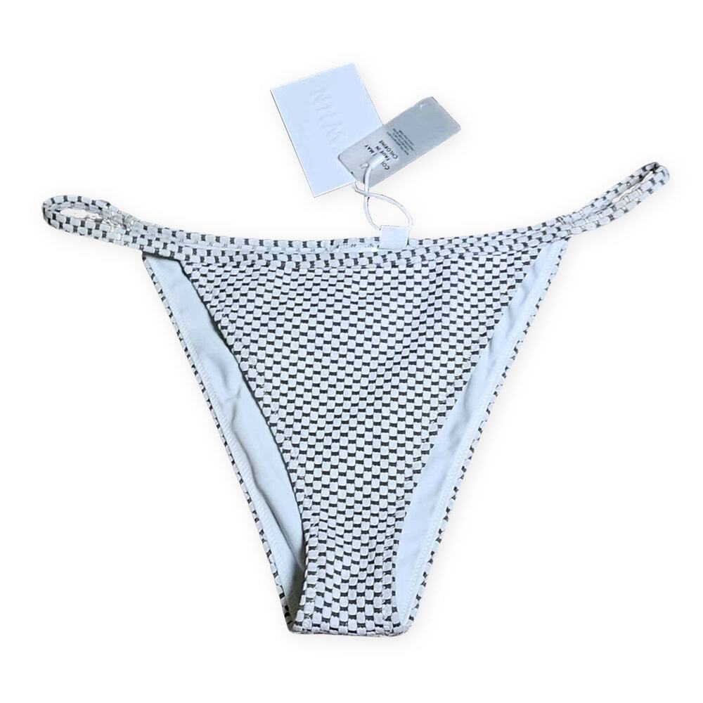 NWT Twin Swerve Thin Band Bikini Bottom Gray White Sz L